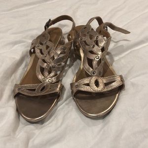 Gold Clarks Sandals